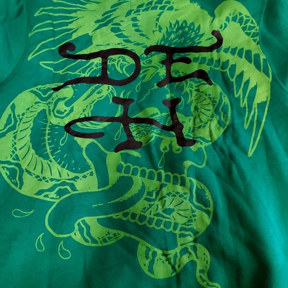 Ed Hardy Green New York City Snake Poker Graphic Hoodie Size XL NWT - Picture 4 of 9